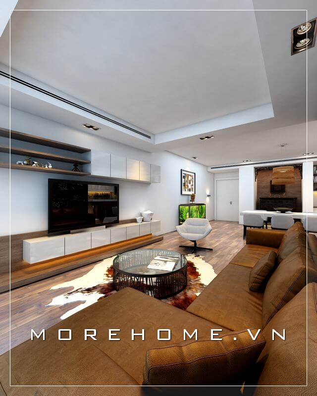 Thiết kế nội thất phòng khách màu trắng tinh tế và sang trọng